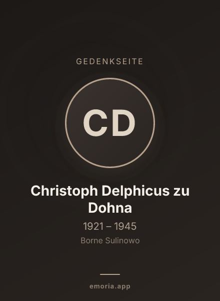 Gedenkportrait von Christoph Delphicus zu Dohna