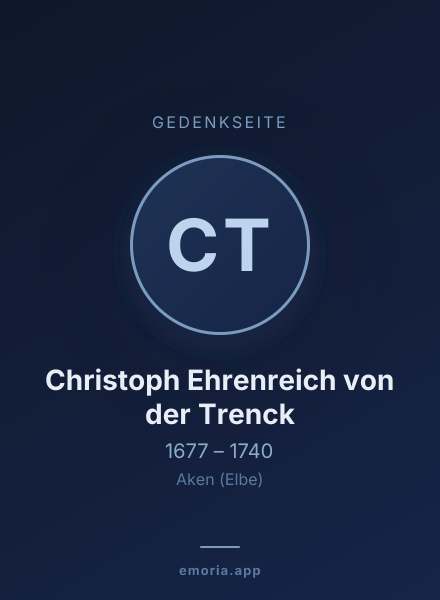 Gedenkportrait von Christoph Ehrenreich von der Trenck
