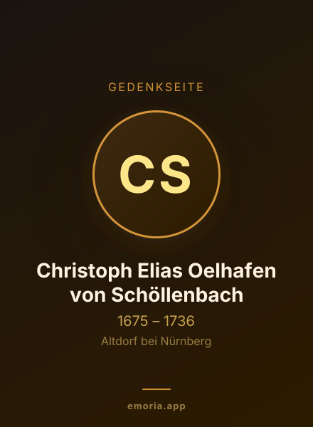 Gedenkportrait von Christoph Elias Oelhafen von Schöllenbach