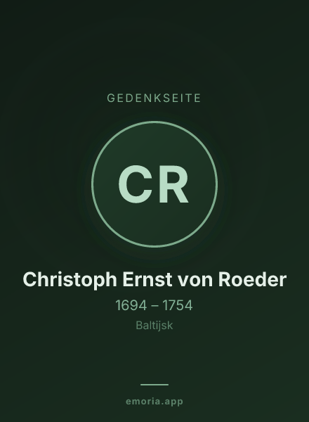 Gedenkportrait von Christoph Ernst von Roeder