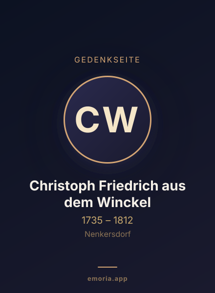 Gedenkportrait von Christoph Friedrich aus dem Winckel