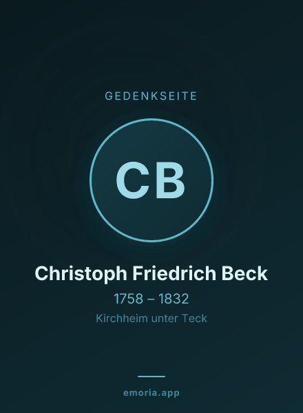 Gedenkportrait von Christoph Friedrich Beck