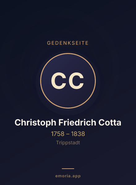 Gedenkportrait von Christoph Friedrich Cotta