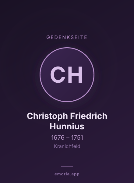 Gedenkportrait von Christoph Friedrich Hunnius