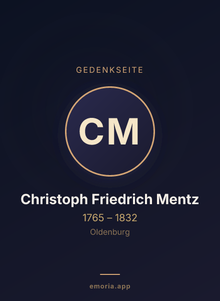 Gedenkportrait von Christoph Friedrich Mentz
