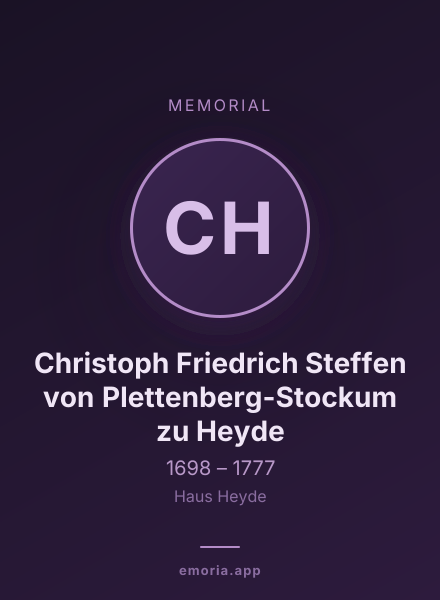Memorial portrait of Christoph Friedrich Steffen von Plettenberg-Stockum zu Heyde