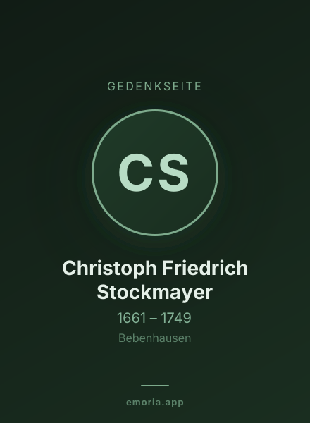 Gedenkportrait von Christoph Friedrich Stockmayer