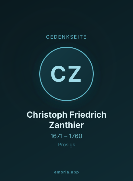 Gedenkportrait von Christoph Friedrich Zanthier