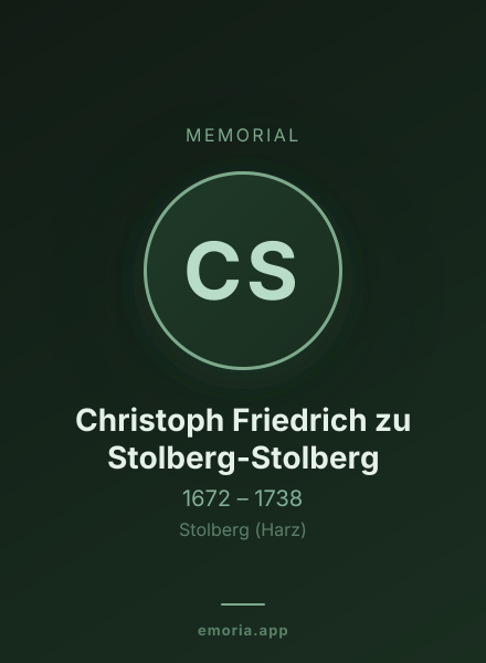 Memorial portrait of Christoph Friedrich zu Stolberg-Stolberg