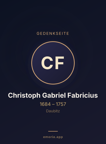 Gedenkportrait von Christoph Gabriel Fabricius