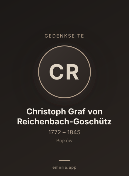 Gedenkportrait von Christoph Graf von Reichenbach-Goschütz
