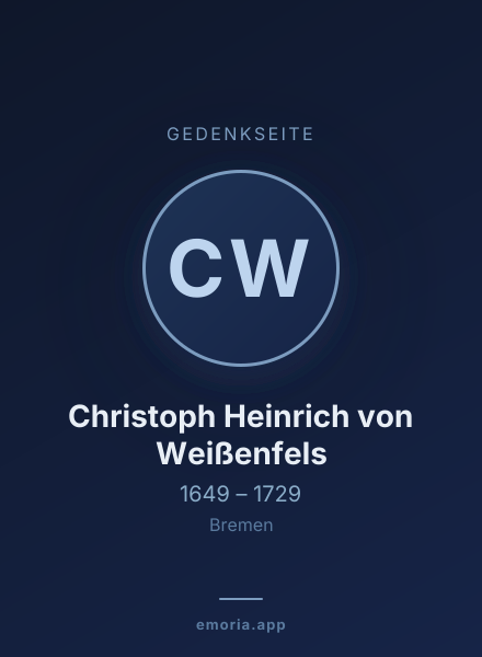 Gedenkportrait von Christoph Heinrich von Weißenfels