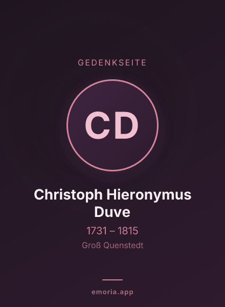 Gedenkportrait von Christoph Hieronymus Duve
