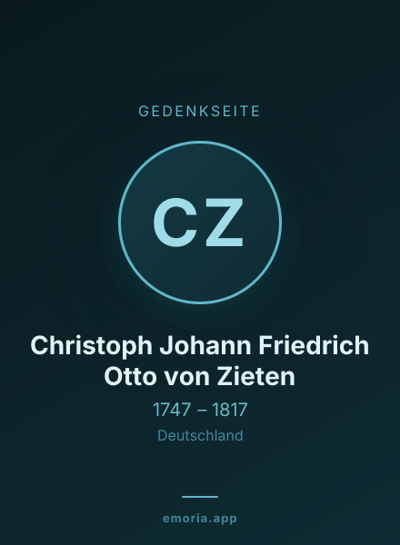 Gedenkportrait von Christoph Johann Friedrich Otto von Zieten