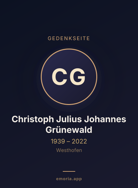 Gedenkportrait von Christoph Julius Johannes Grünewald