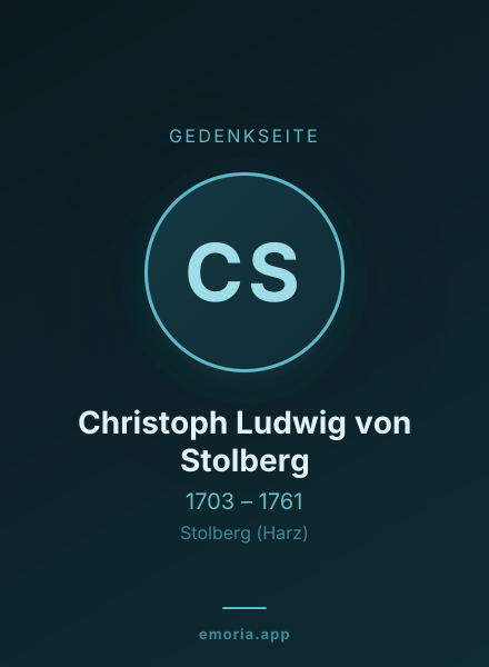 Gedenkportrait von Christoph Ludwig von Stolberg