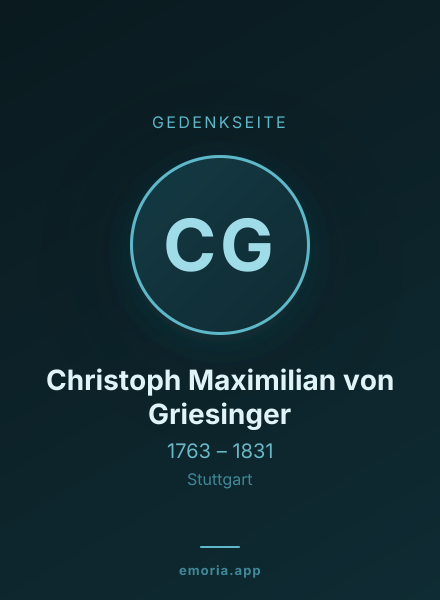 Gedenkportrait von Christoph Maximilian von Griesinger
