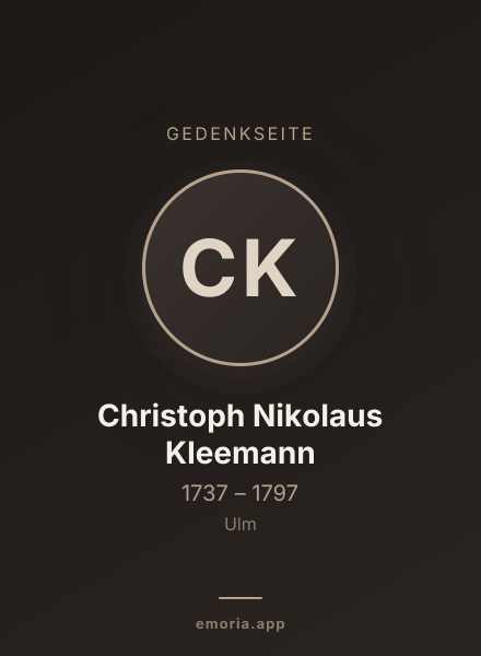 Gedenkportrait von Christoph Nikolaus Kleemann
