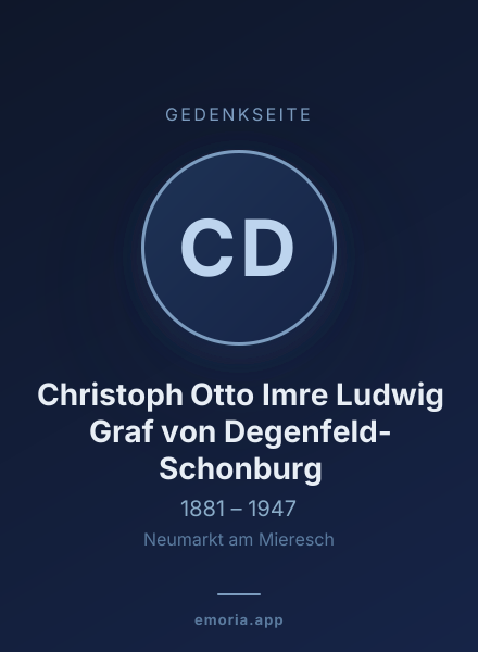 Gedenkportrait von Christoph Otto Imre Ludwig Graf von Degenfeld-Schonburg