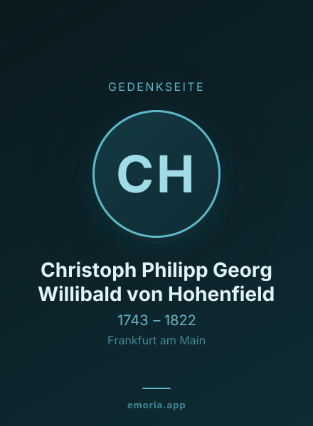 Gedenkportrait von Christoph Philipp Georg Willibald von Hohenfield
