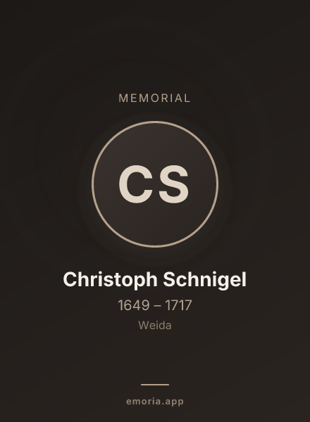 Memorial portrait of Christoph Schnigel