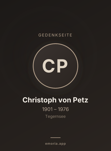 Gedenkportrait von Christoph von Petz