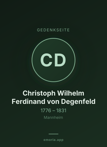 Gedenkportrait von Christoph Wilhelm Ferdinand von Degenfeld