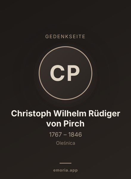 Gedenkportrait von Christoph Wilhelm Rüdiger von Pirch