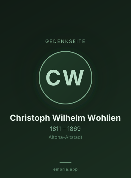 Gedenkportrait von Christoph Wilhelm Wohlien