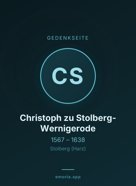 Gedenkportrait von Christoph zu Stolberg-Wernigerode