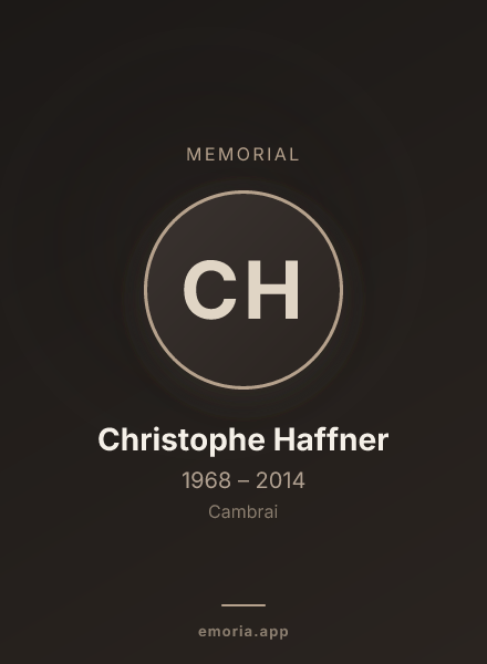 Memorial portrait of Christophe Haffner