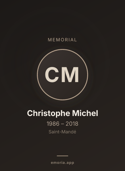 Memorial portrait of Christophe Michel