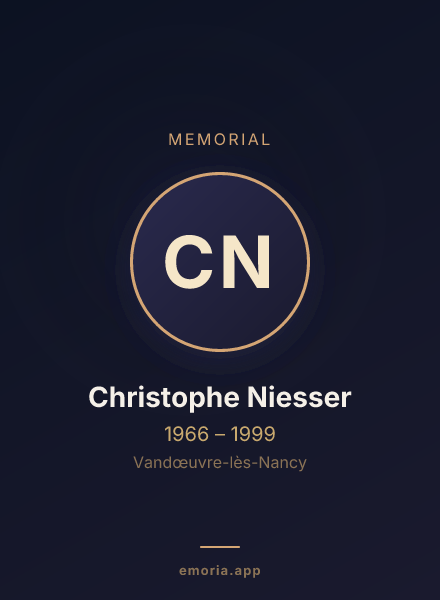Memorial portrait of Christophe Niesser