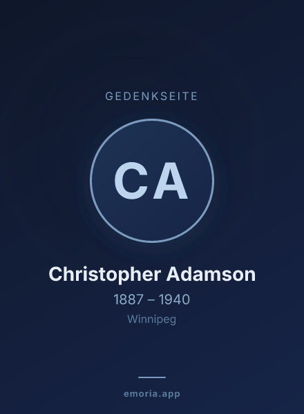 Gedenkportrait von Christopher Adamson