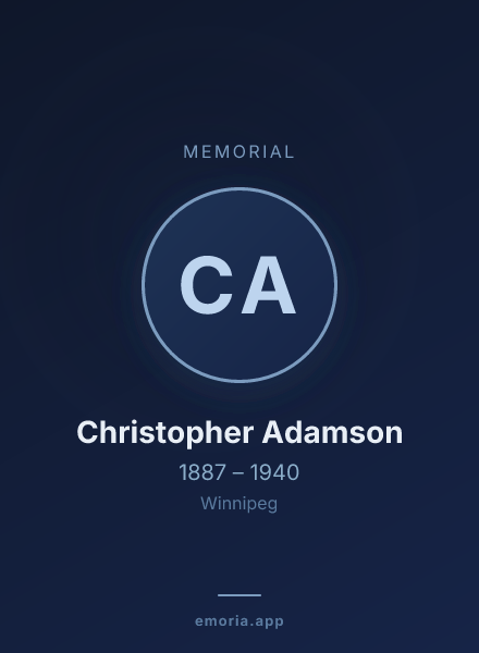 Memorial portrait of Christopher Adamson