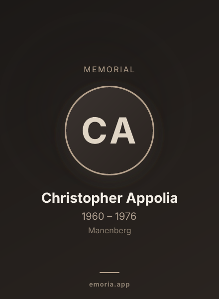 Memorial portrait of Christopher Appolia