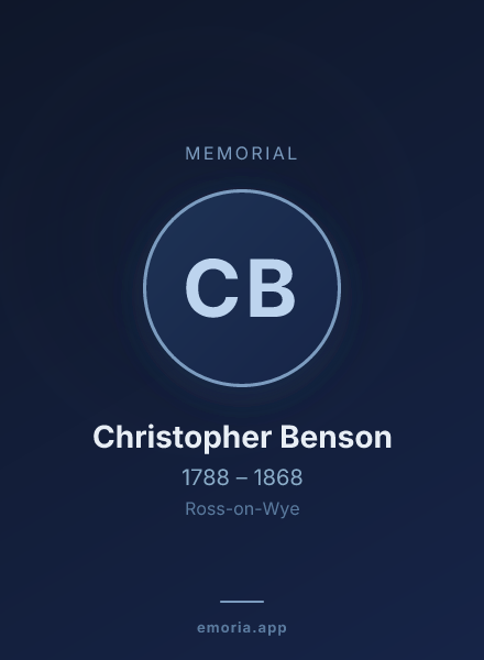 Memorial portrait of Christopher Benson
