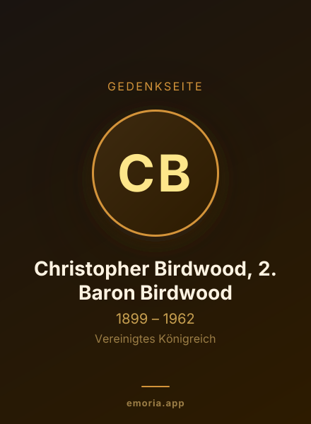 Gedenkportrait von Christopher Birdwood, 2. Baron Birdwood