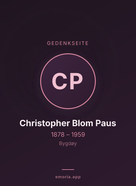 Gedenkportrait von Christopher Blom Paus