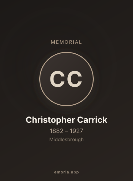 Memorial portrait of Christopher Carrick