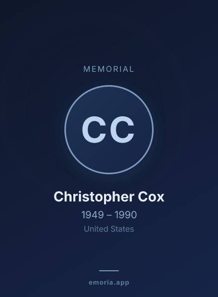 Memorial portrait of Christopher Cox