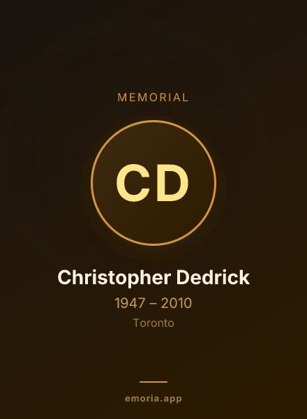 Memorial portrait of Christopher Dedrick