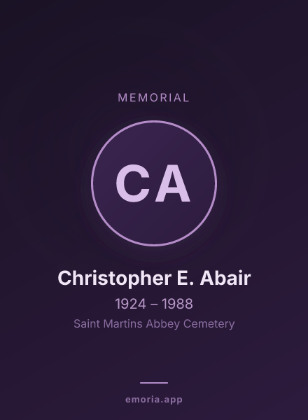 Memorial portrait of Christopher E. Abair