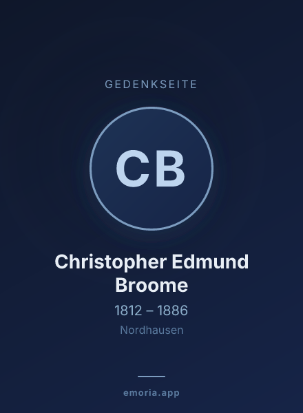 Gedenkportrait von Christopher Edmund Broome