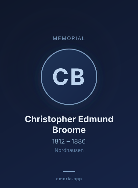 Memorial portrait of Christopher Edmund Broome