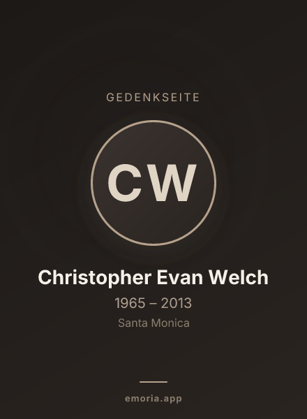 Gedenkportrait von Christopher Evan Welch