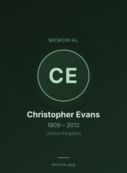 Memorial portrait of Christopher Evans
