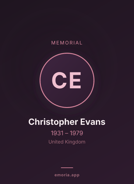 Memorial portrait of Christopher Evans