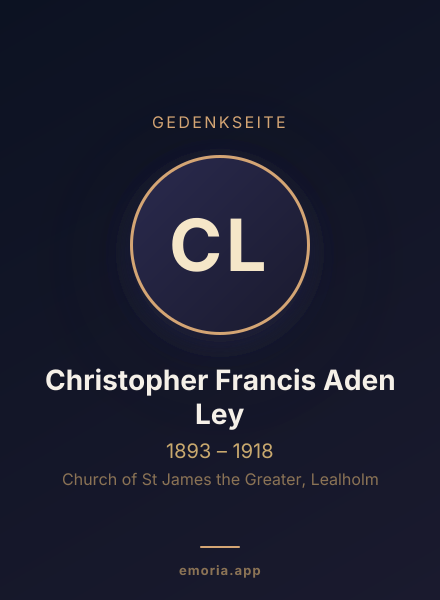 Gedenkportrait von Christopher Francis Aden Ley