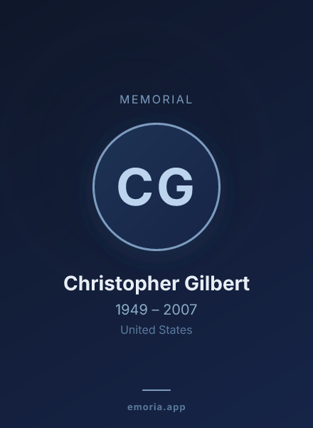 Memorial portrait of Christopher Gilbert